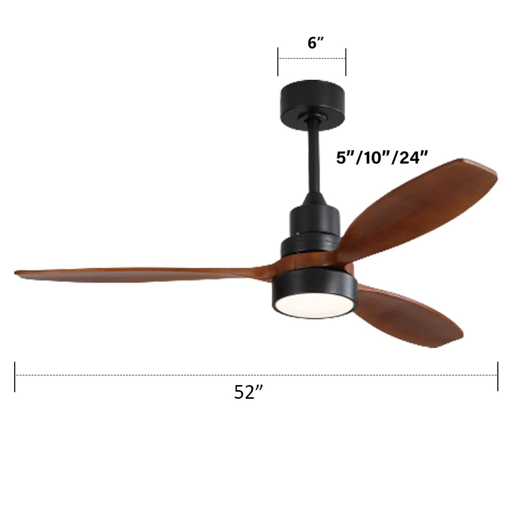 Ventilateur de plafond à LED intégré de 48 et 52 pouces avec lumière et télécommande, moteur à courant continu réversible.