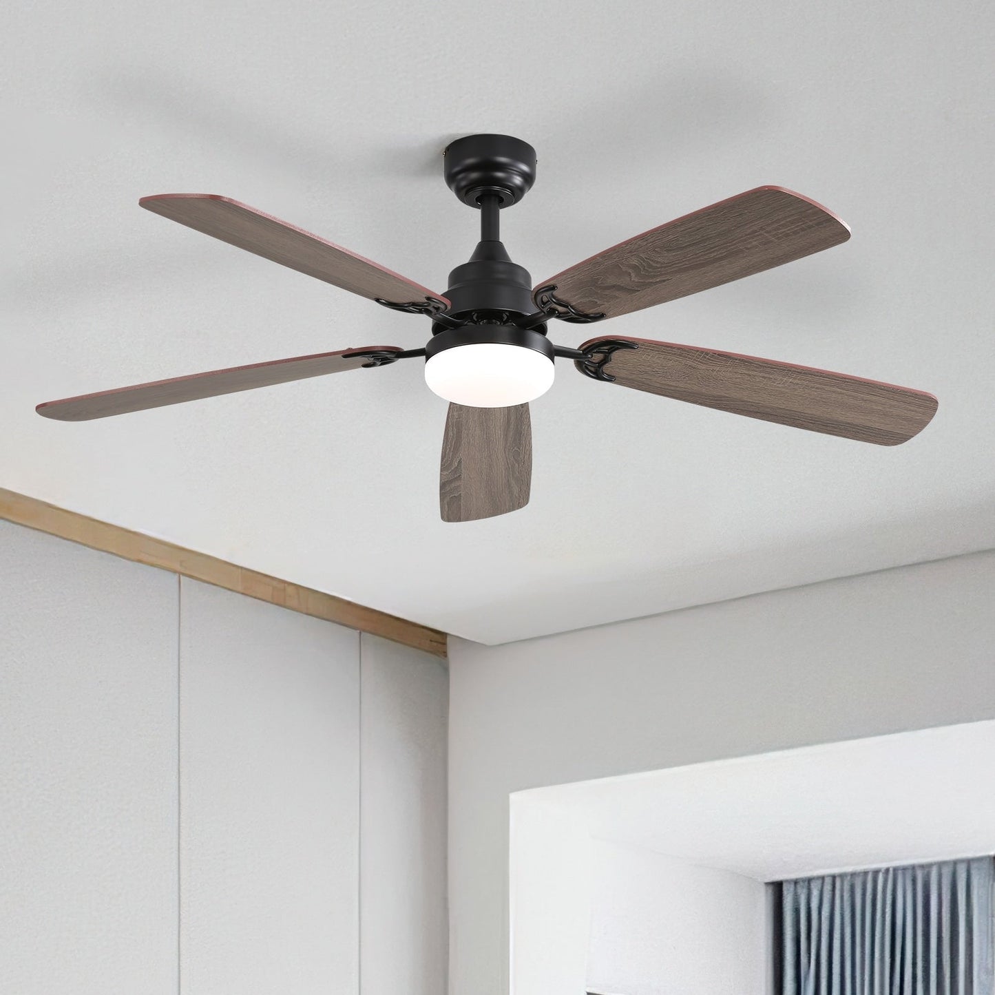 Ventilateur de plafond à LED intégré de 48 et 52 pouces avec lumière et télécommande, moteur à courant continu réversible.