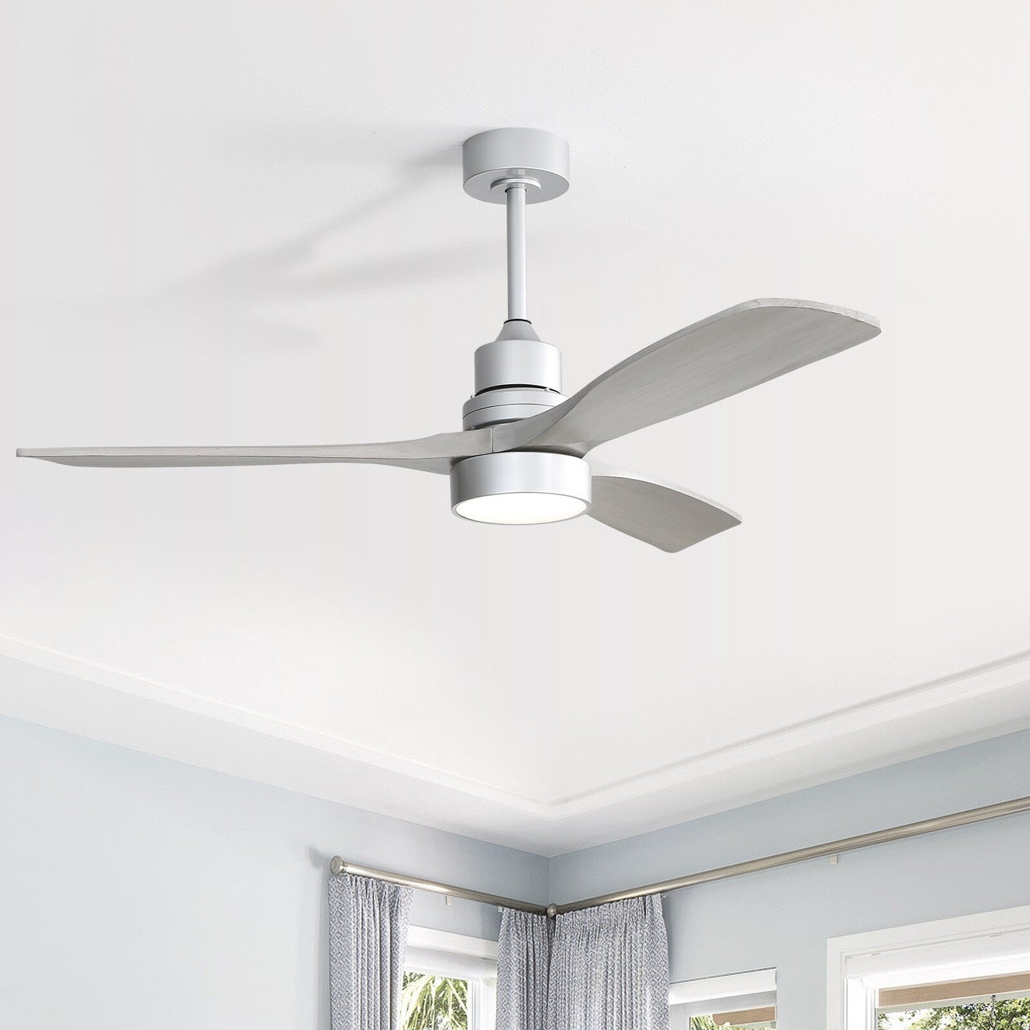 Ventilateur de plafond à LED intégré de 48 et 52 pouces avec lumière et télécommande, moteur à courant continu réversible.