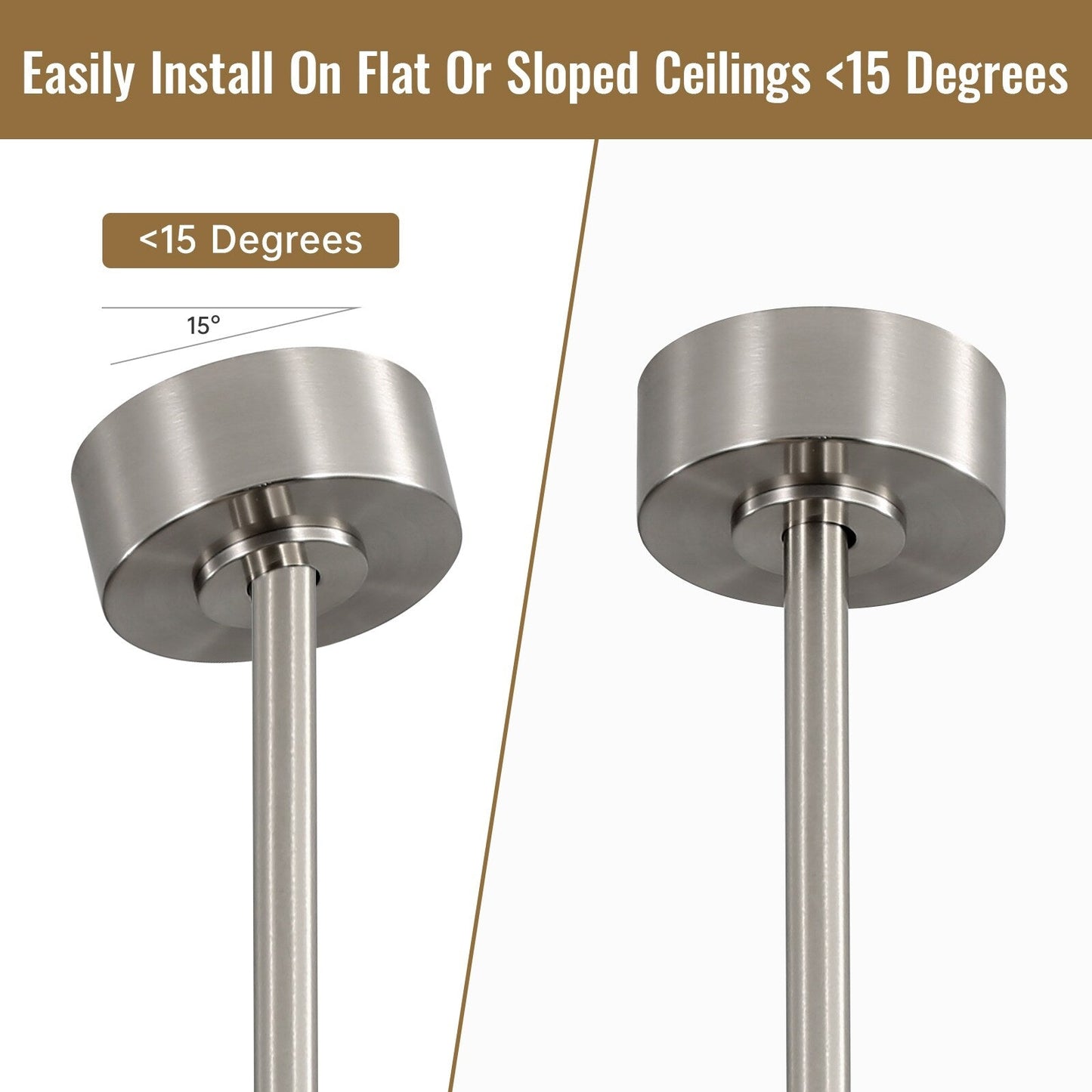 Ventilateur de plafond à LED intégré de 48 et 52 pouces avec lumière et télécommande, moteur à courant continu réversible.