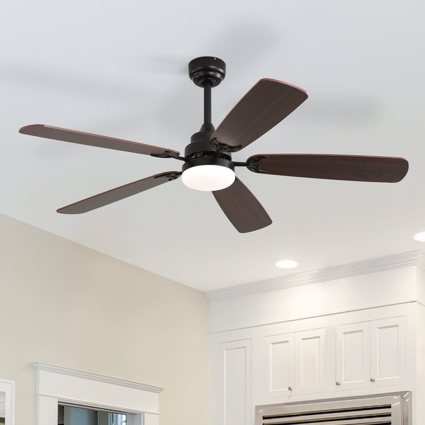 Ventilateur de plafond à LED intégré de 48 et 52 pouces avec lumière et télécommande, moteur à courant continu réversible.