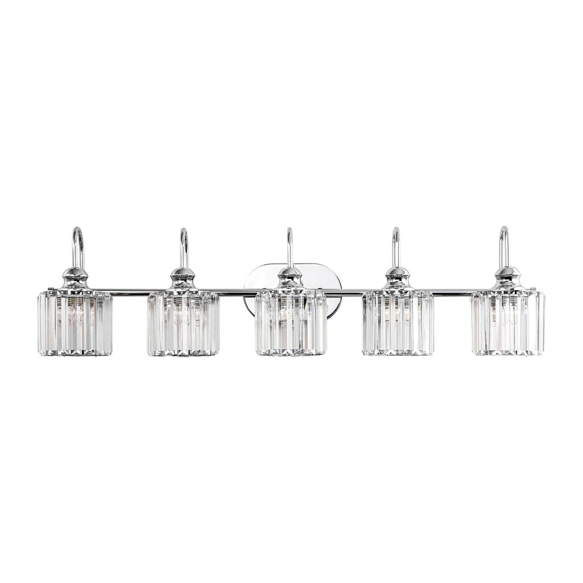 Ensemble de 5 luminaires linéaires à effet glamour, à intensité variable, avec abat-jour en cristal cylindrique pour salle de bain.
