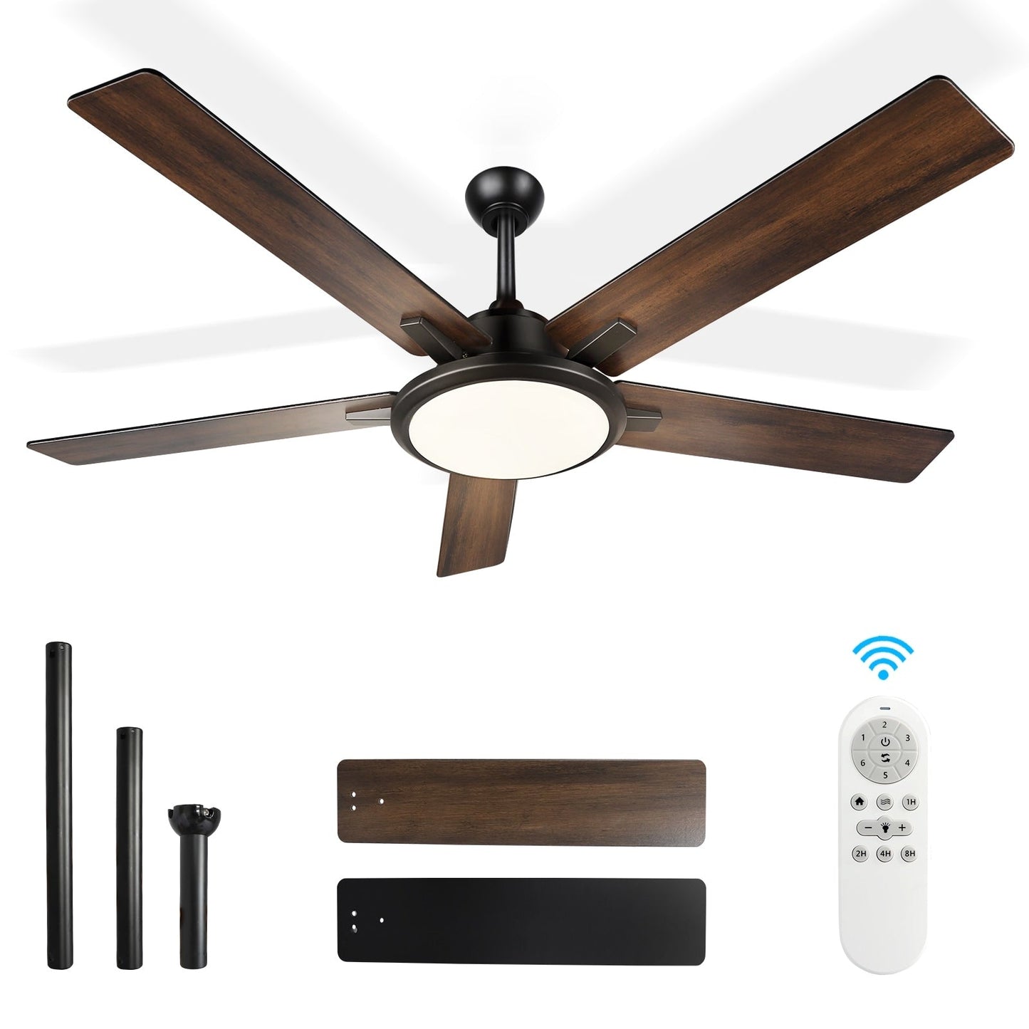 52 Ventilateurs de plafond modernes avec lumières et télécommande, LED à intensité variable
