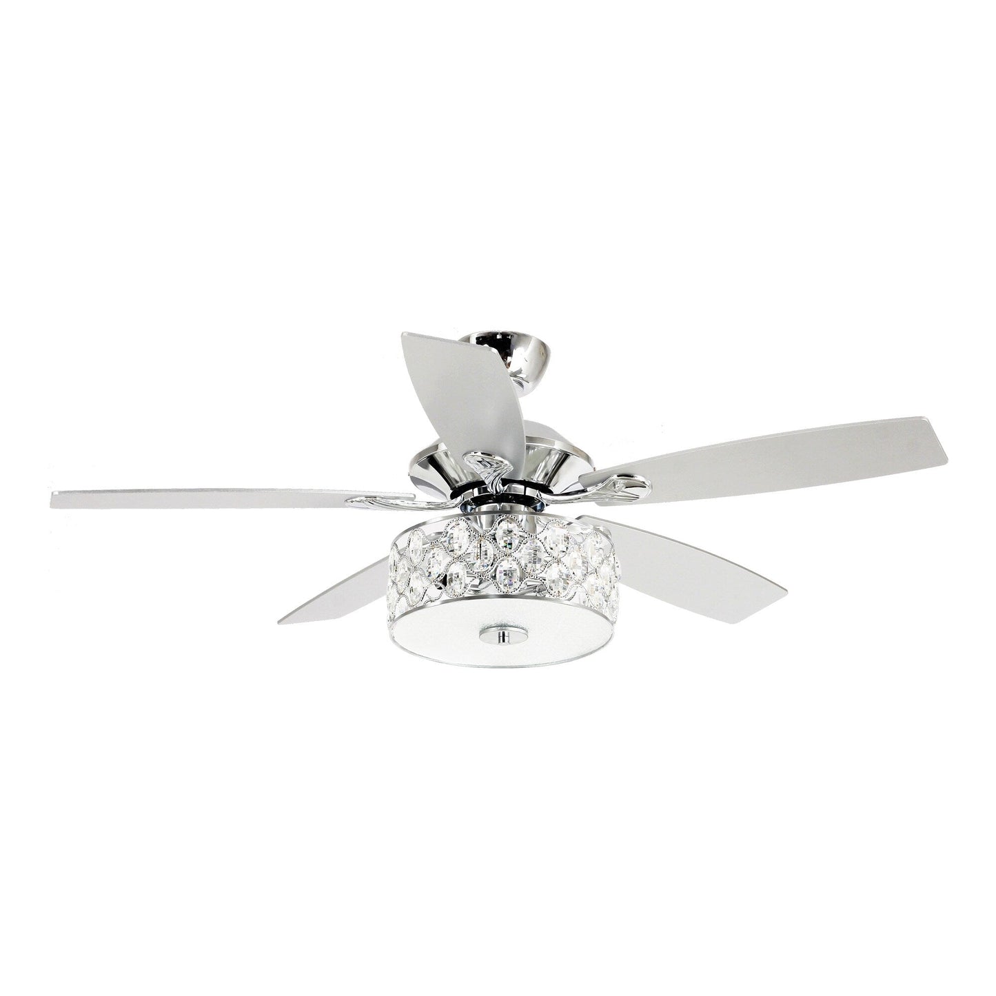 Luminaire suspendu moderne à 52 branches et 4 lumières, avec ventilateur de plafond à cristaux et télécommande.
