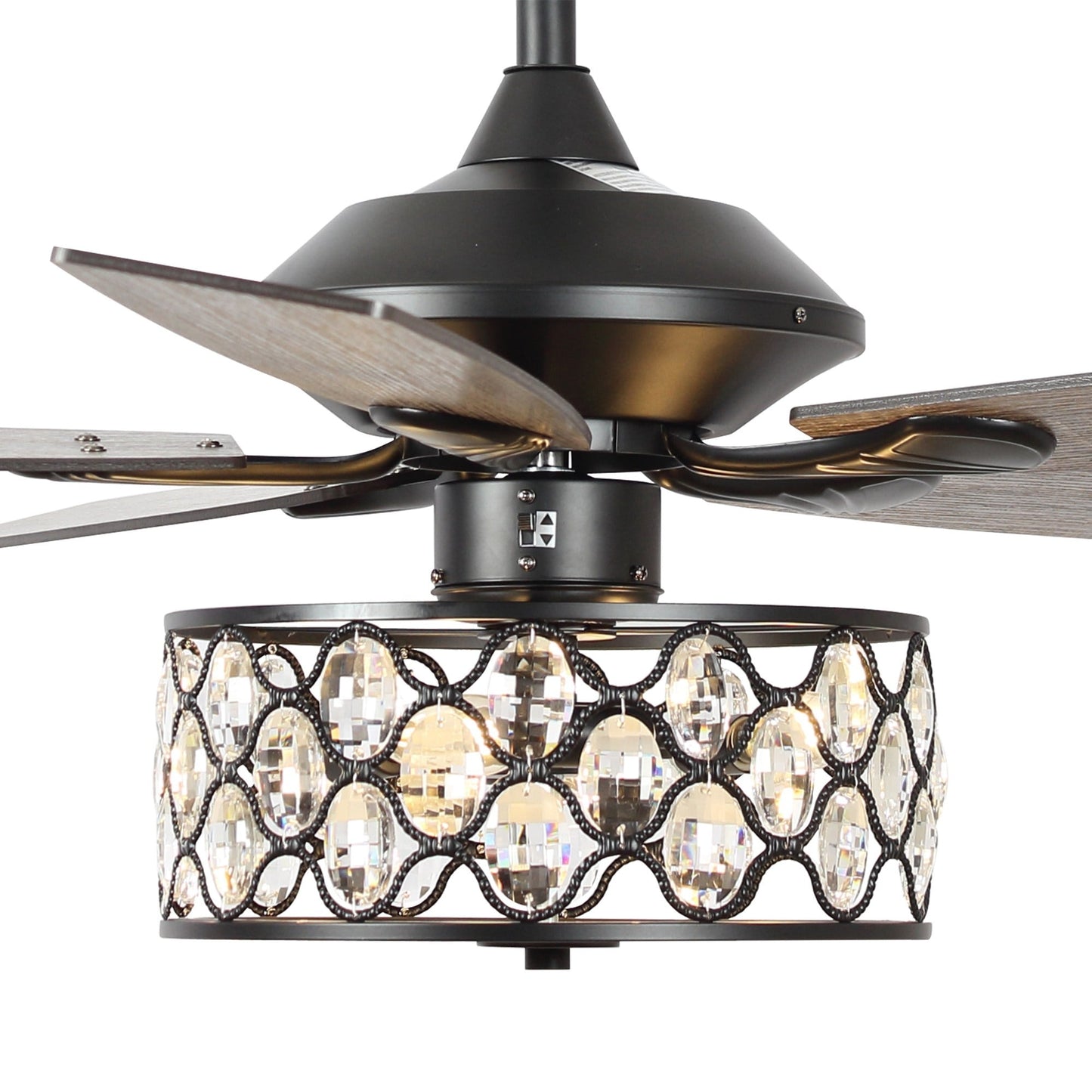 Luminaire suspendu moderne à 52 branches et 4 lumières, avec ventilateur de plafond à cristaux et télécommande.