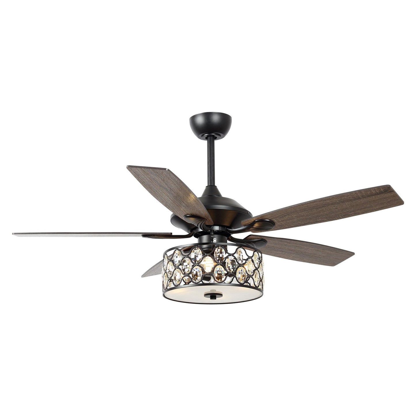 Luminaire suspendu moderne à 52 branches et 4 lumières, avec ventilateur de plafond à cristaux et télécommande.