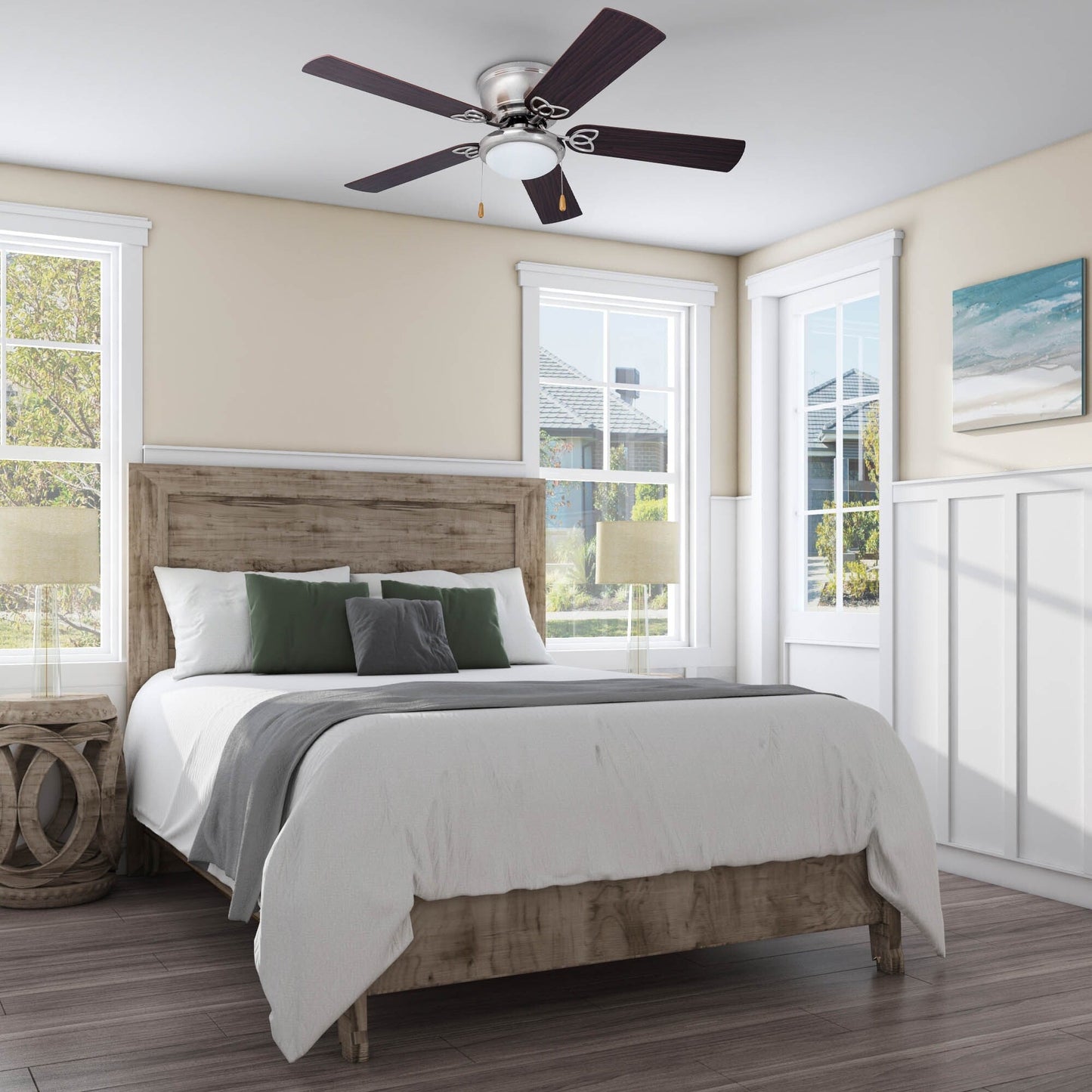52 Prominence Home Benton Traditional Indoor LED Ceiling Fan with Light, Pull Chains