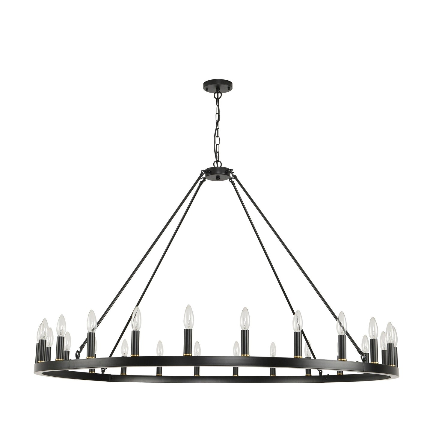 Luminaire à 24 lumières en forme de roue de chariot ronde de 54 pouces