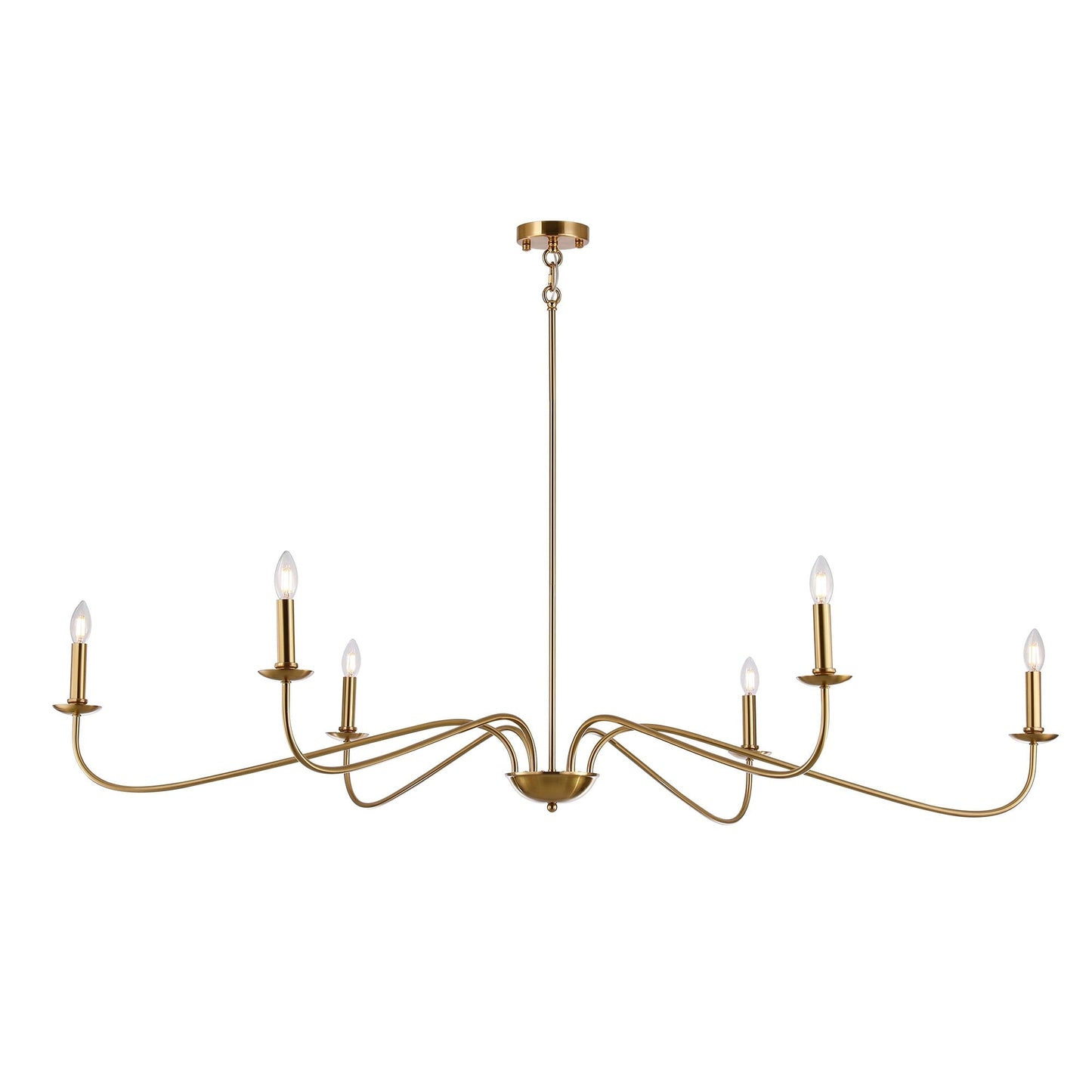 Luminaire minimaliste à 6 lumières de 64 pouces en noir mat / doré / chrome - N/A