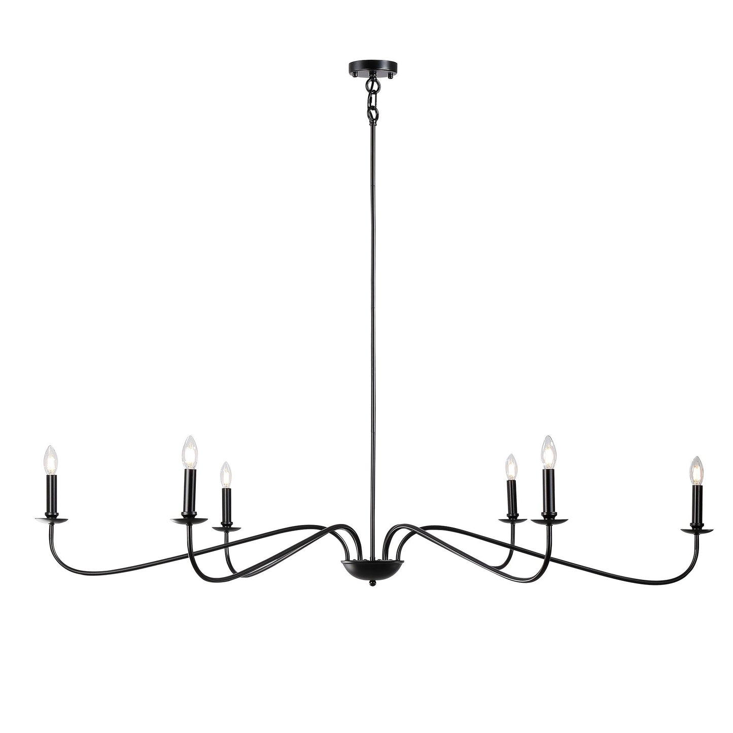 Luminaire minimaliste à 6 lumières de 64 pouces en noir mat / doré / chrome - N/A