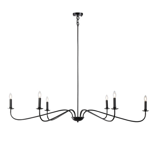 Luminaire minimaliste à 6 lumières de 64 pouces en noir mat / doré / chrome - N/A