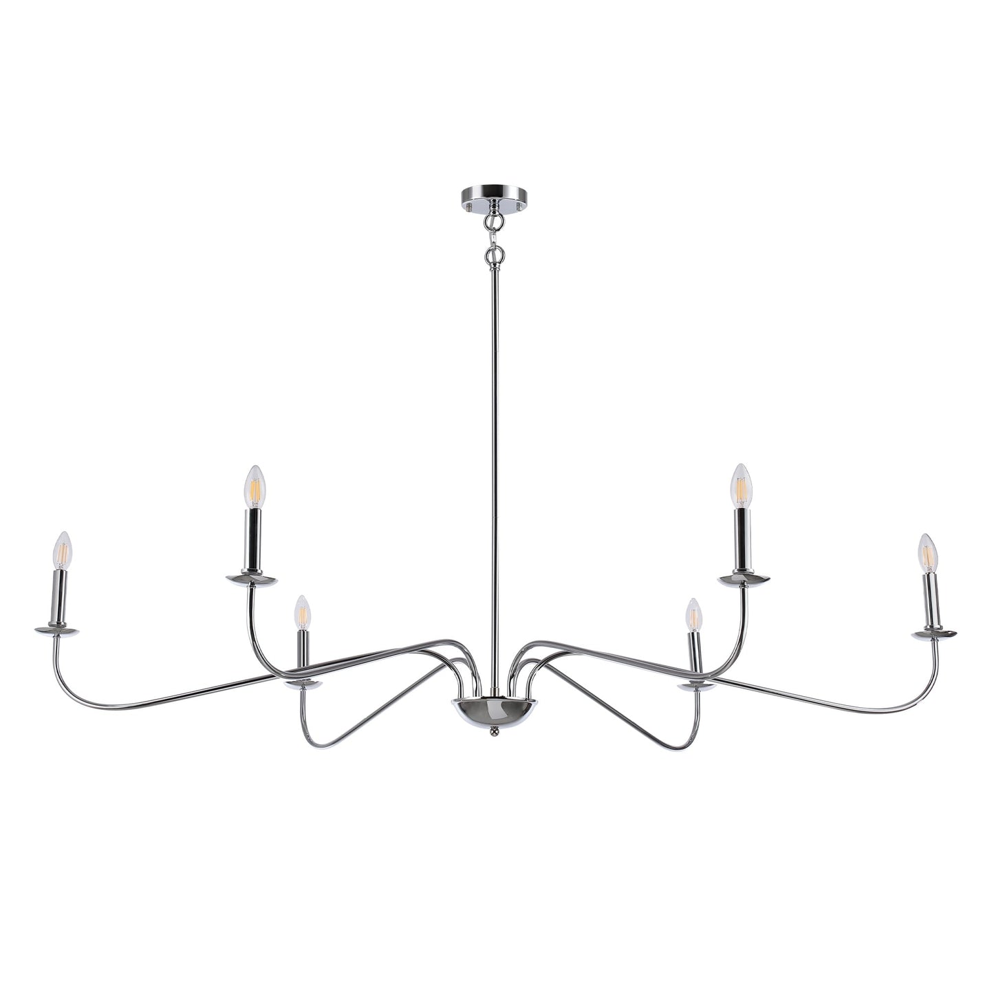 Luminaire minimaliste à 6 lumières de 64 pouces en noir mat / doré / chrome - N/A