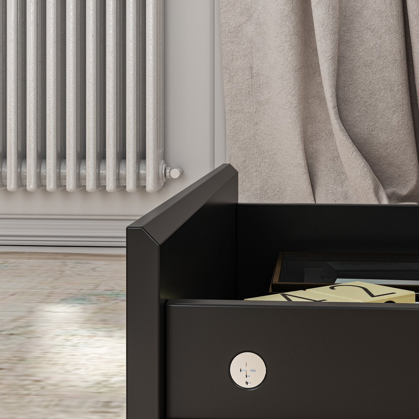 Commode 63W à 9 tiroirs, commode d'appoint pour salon et chambre à coucher.