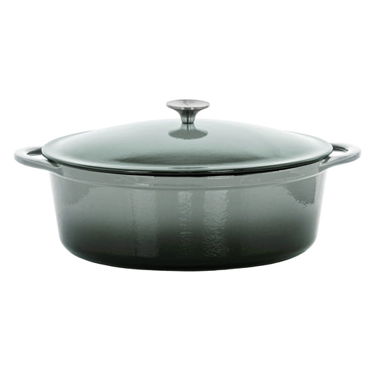 Casserole ovale en fonte émaillée de 7 quarts, couleur nuage de tempête