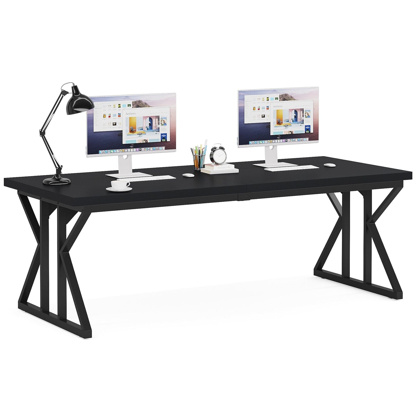Bureau de direction de 180 cm, grand bureau d'ordinateur, poste de travail.
