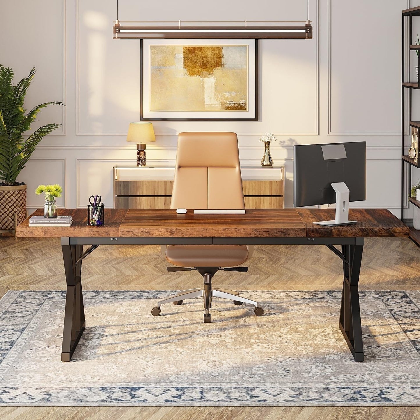 Bureau de direction de 180 cm, grand bureau d'ordinateur, poste de travail.
