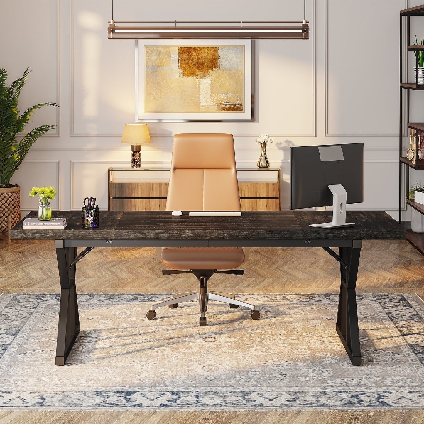 Bureau de direction de 180 cm, grand bureau d'ordinateur, poste de travail.