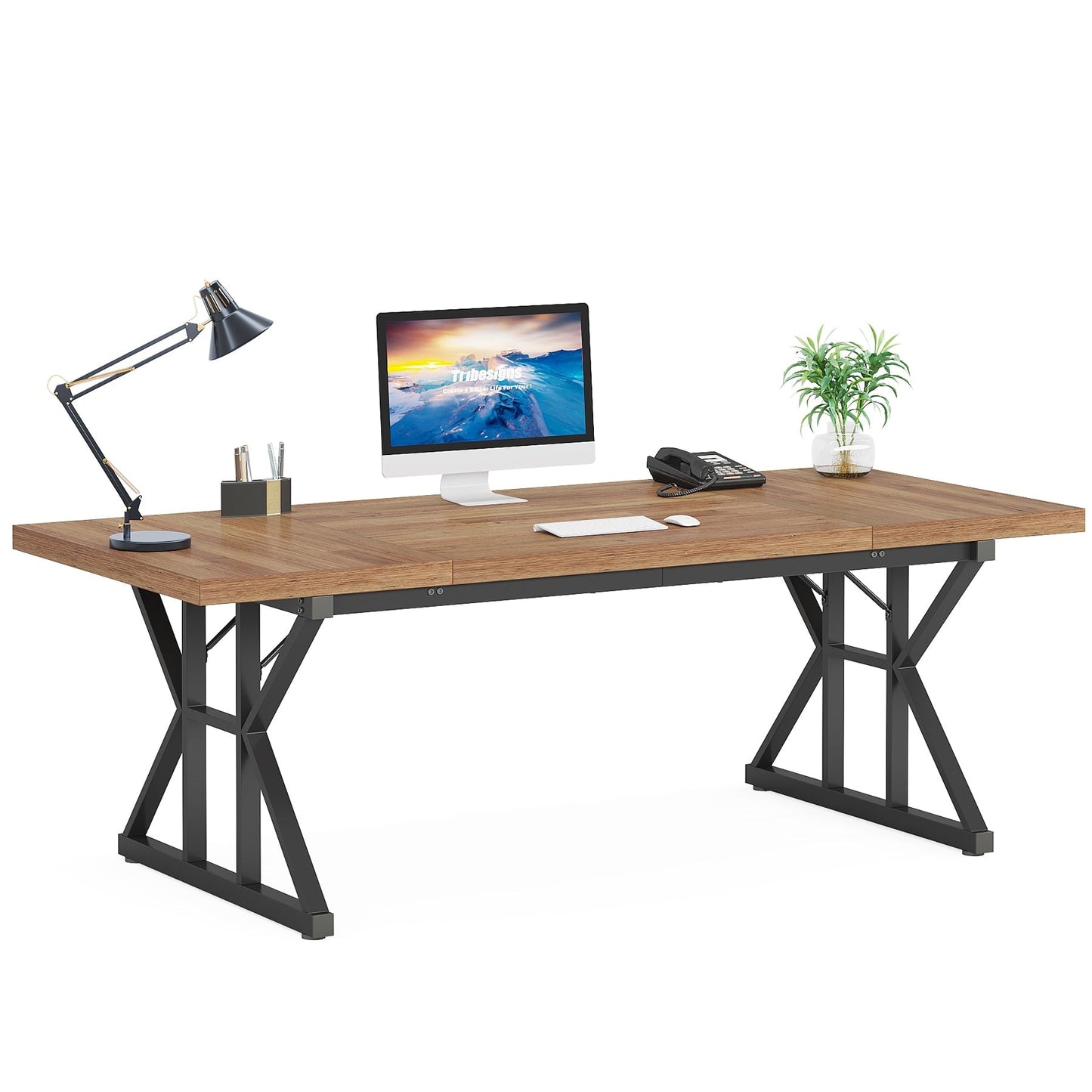 Bureau de direction de 180 cm, grand bureau d'ordinateur, poste de travail.