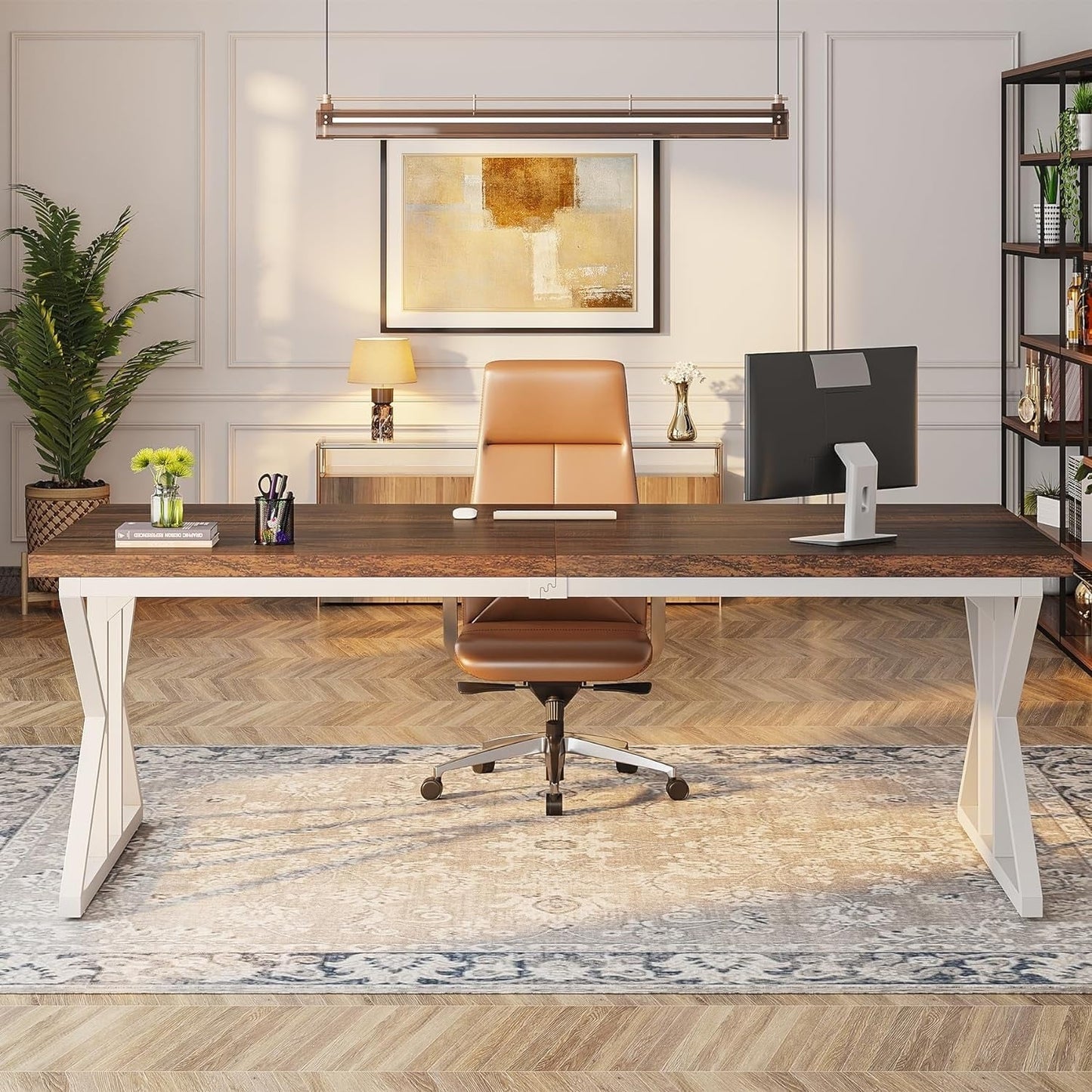Bureau de direction de 180 cm, grand bureau d'ordinateur, poste de travail.