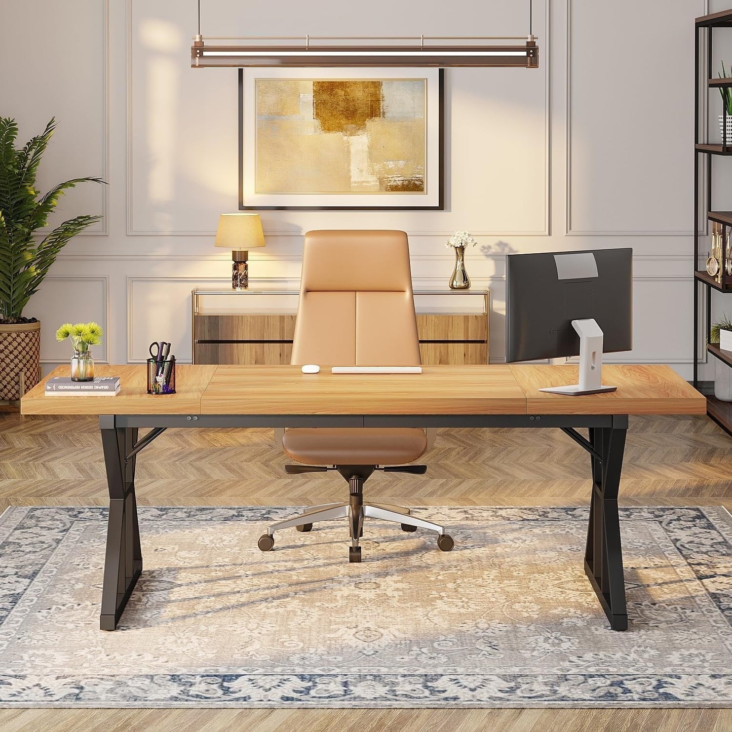 Bureau de direction de 180 cm, grand bureau d'ordinateur, poste de travail.