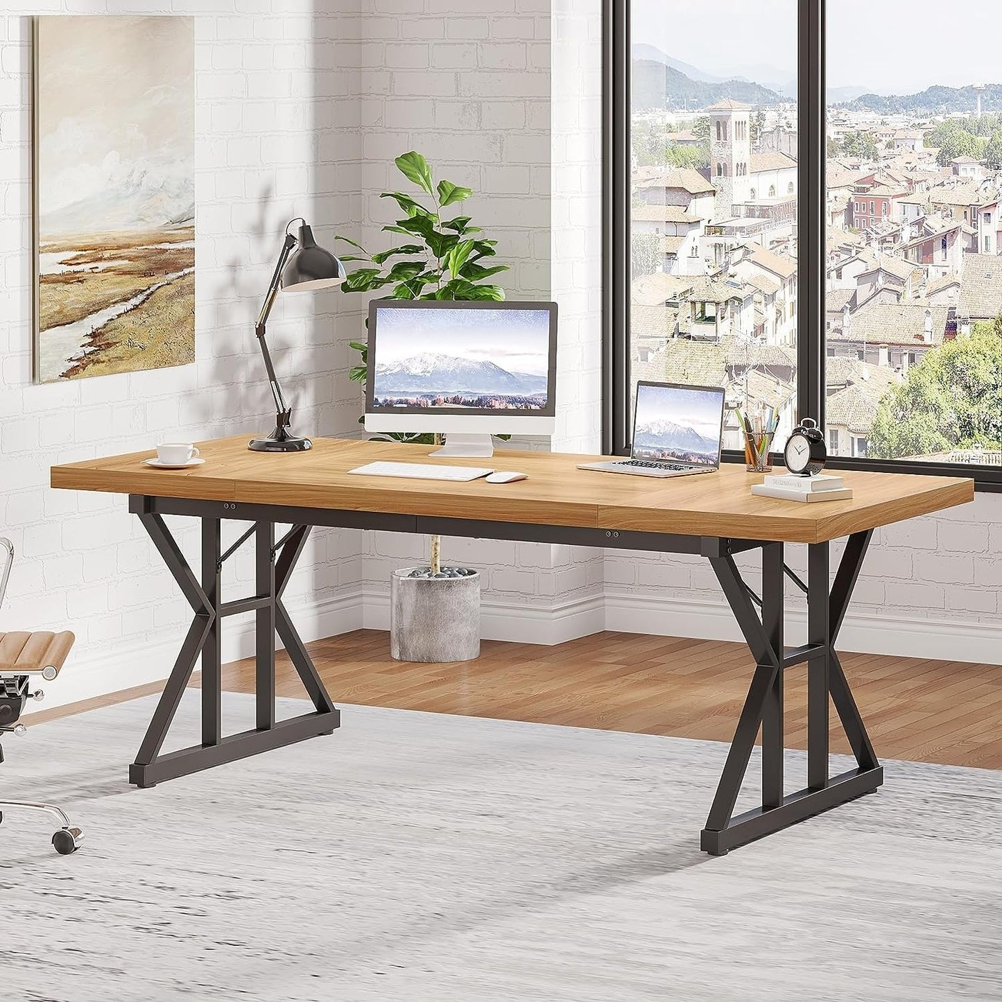 Bureau de direction de 180 cm, grand bureau d'ordinateur, poste de travail.