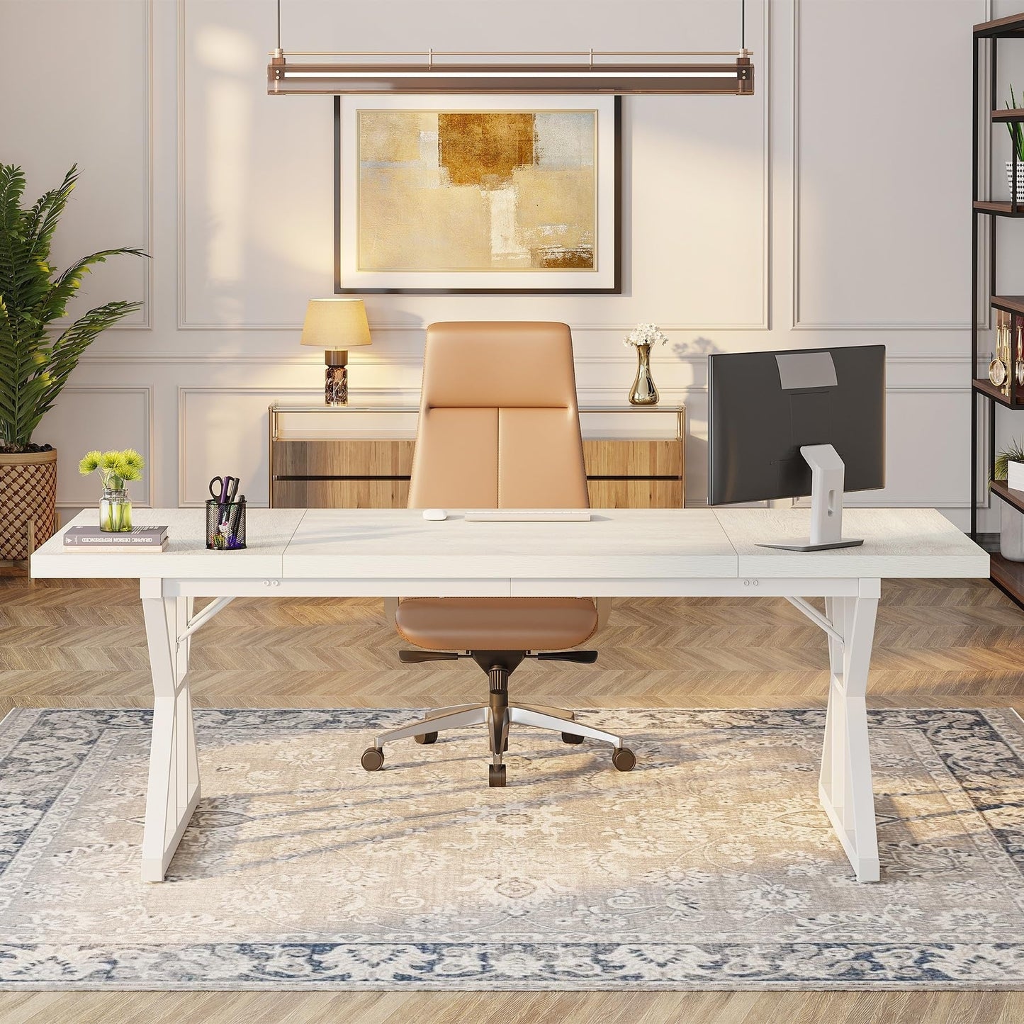 Bureau de direction de 180 cm, grand bureau d'ordinateur, poste de travail.