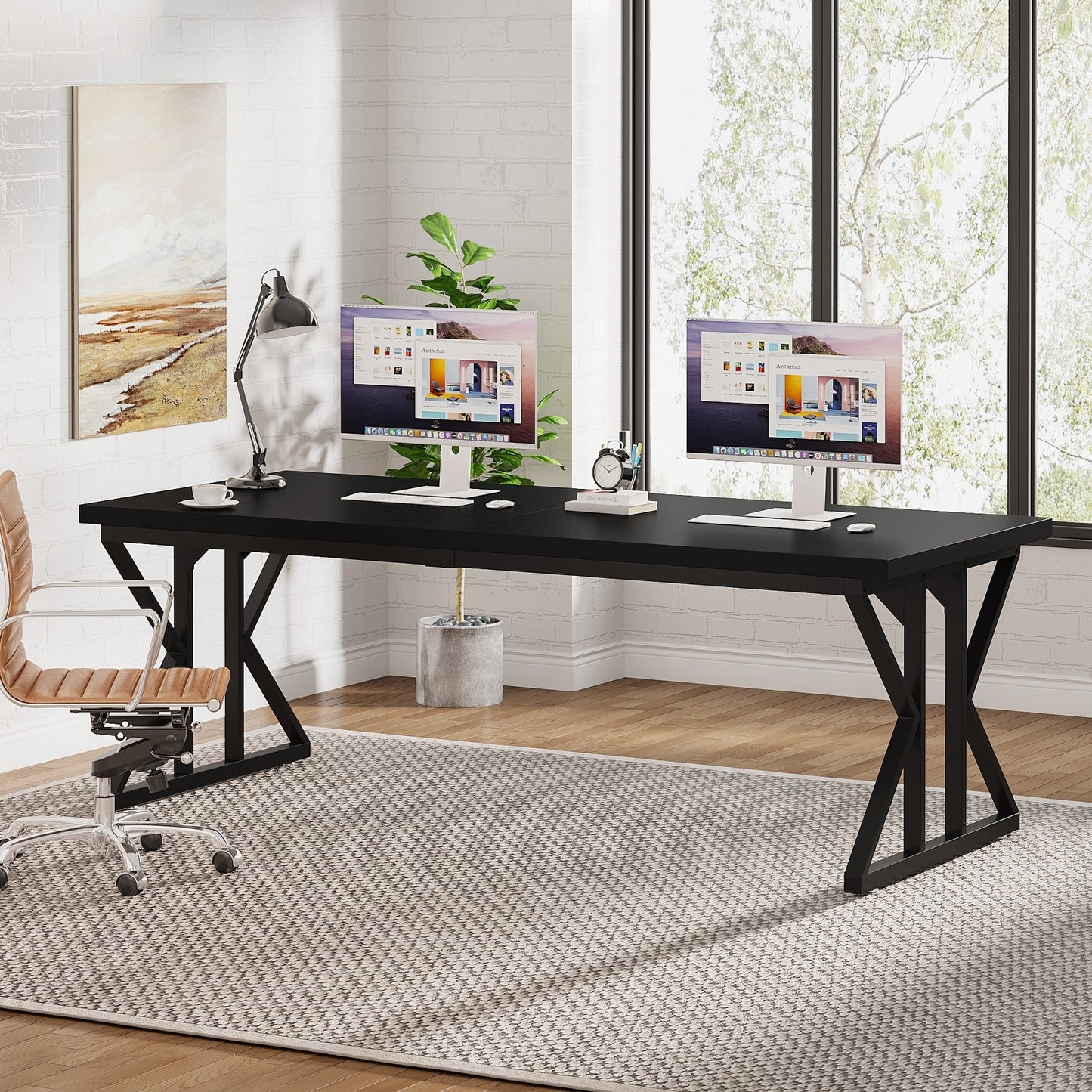 Bureau de direction de 180 cm, grand bureau d'ordinateur, poste de travail.
