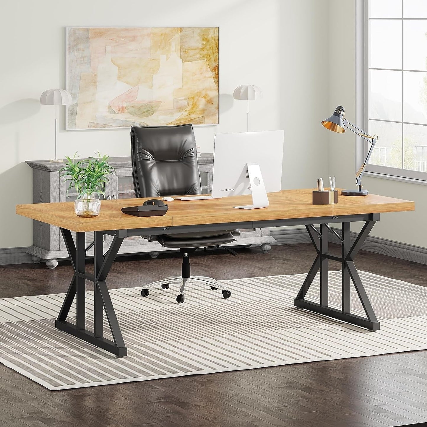 Bureau de direction de 180 cm, grand bureau d'ordinateur, poste de travail.
