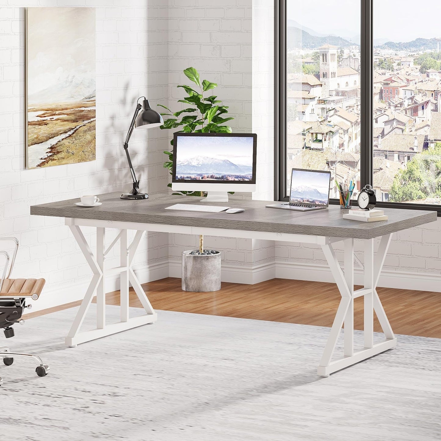 Bureau de direction de 180 cm, grand bureau d'ordinateur, poste de travail.