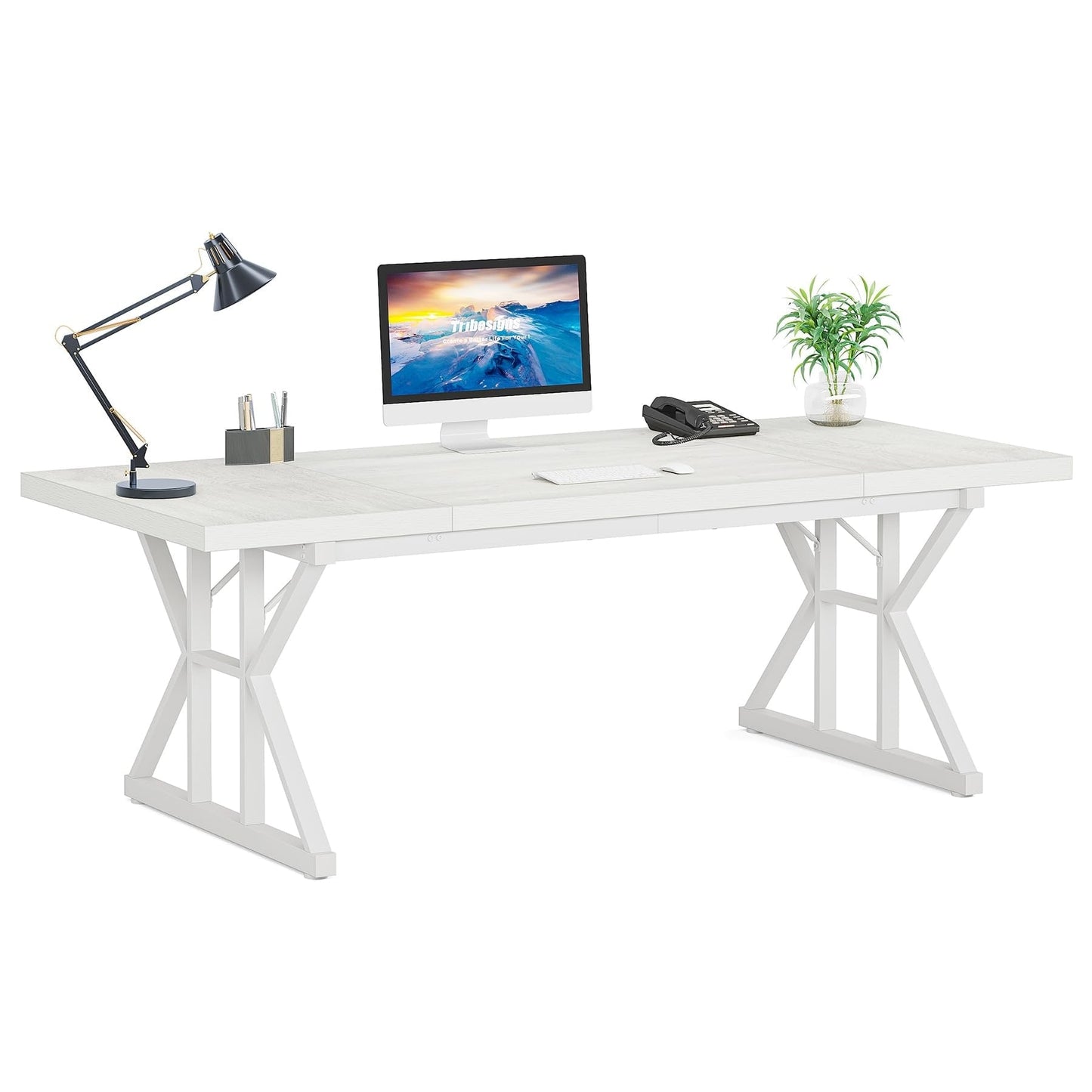 Bureau de direction de 180 cm, grand bureau d'ordinateur, poste de travail.
