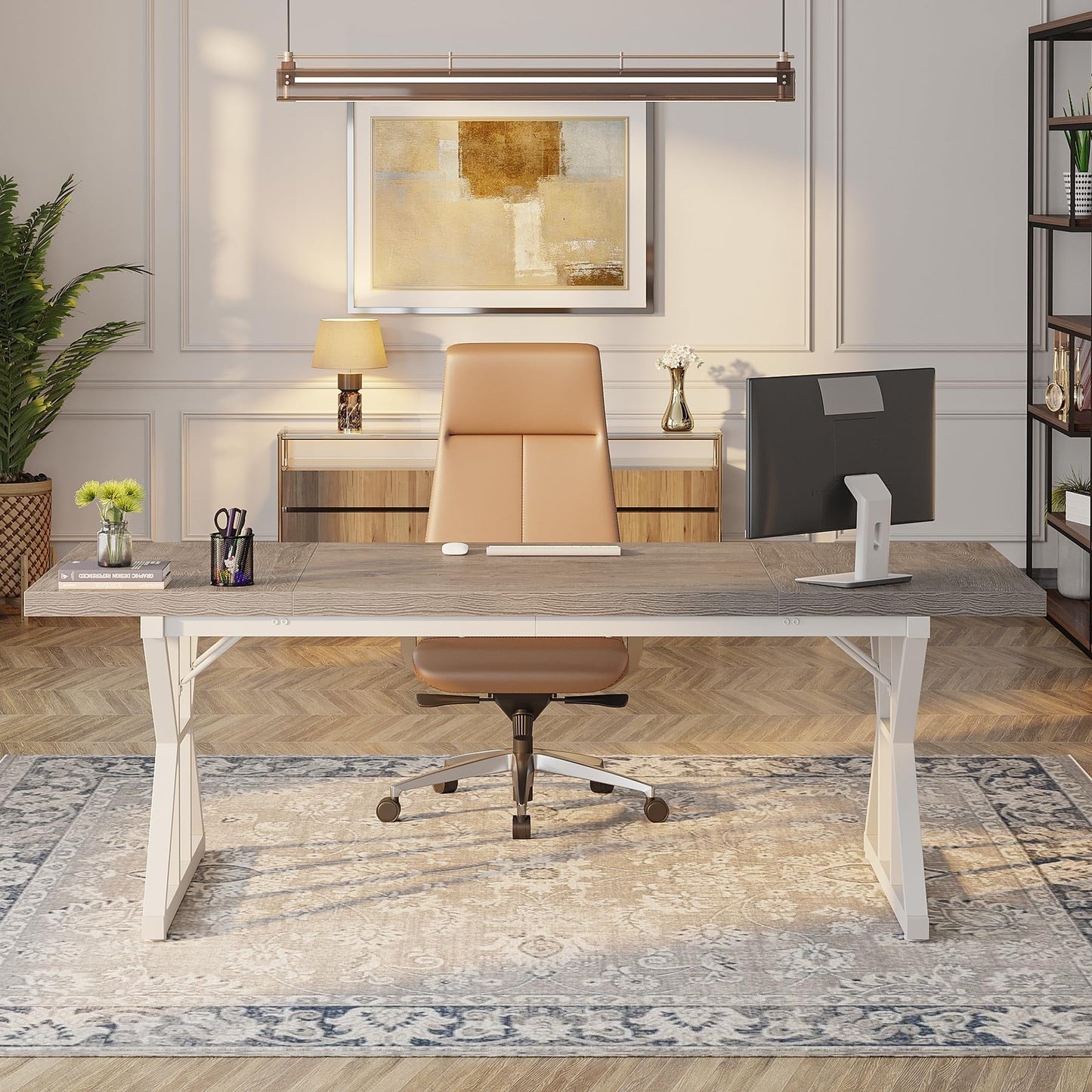 Bureau de direction de 180 cm, grand bureau d'ordinateur, poste de travail.