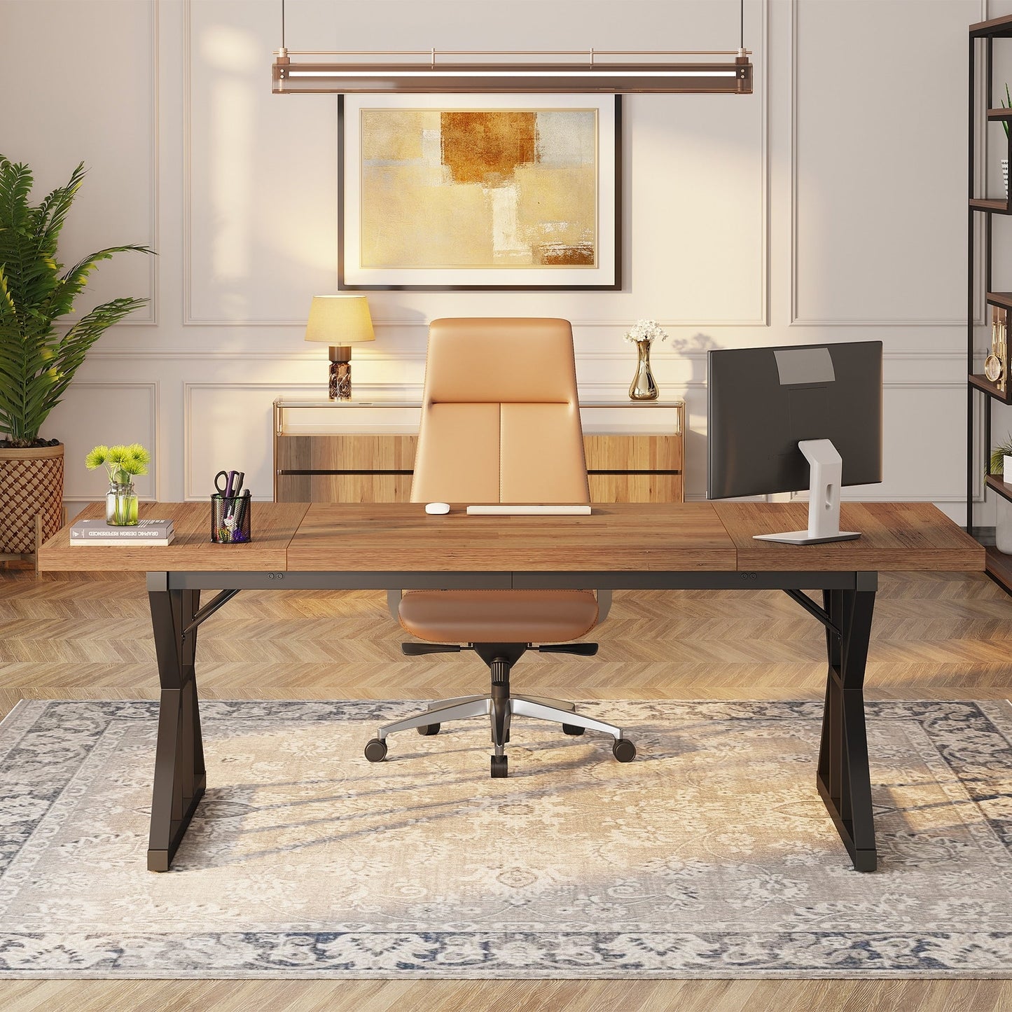 Bureau de direction de 180 cm, grand bureau d'ordinateur, poste de travail.
