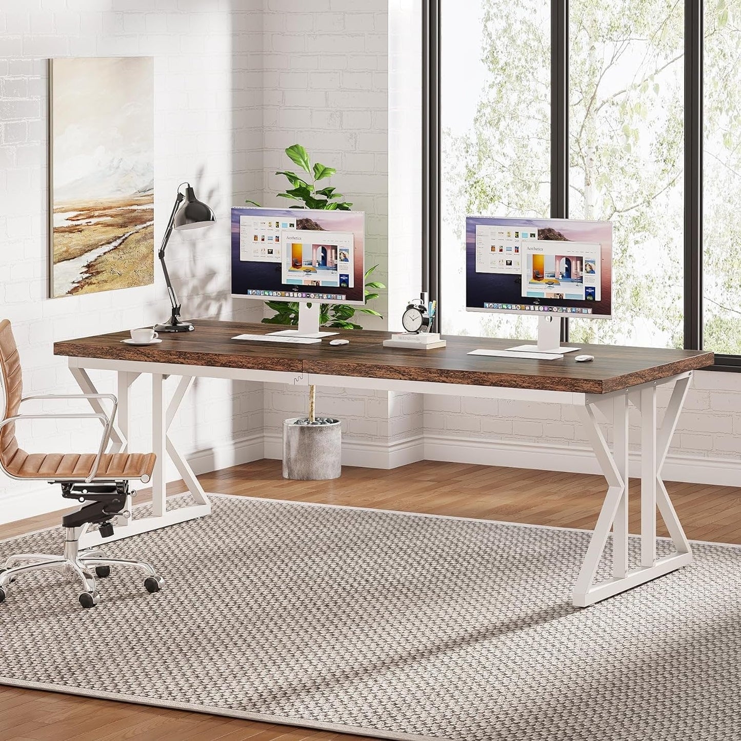 Bureau de direction de 180 cm, grand bureau d'ordinateur, poste de travail.
