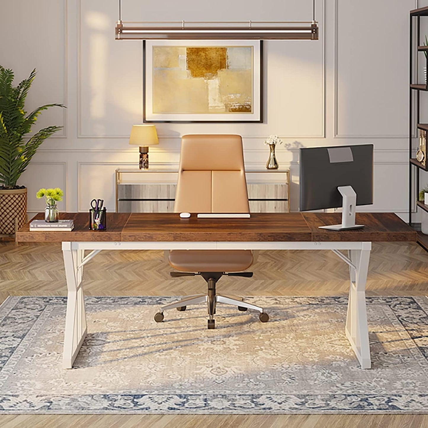 Bureau de direction de 180 cm, grand bureau d'ordinateur, poste de travail.