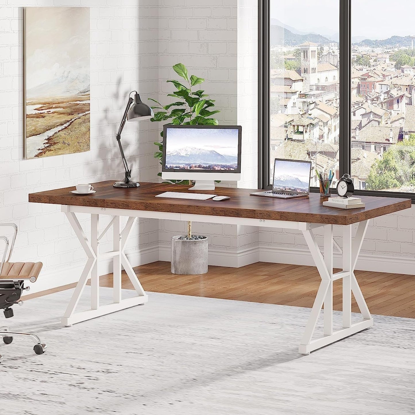 Bureau de direction de 180 cm, grand bureau d'ordinateur, poste de travail.