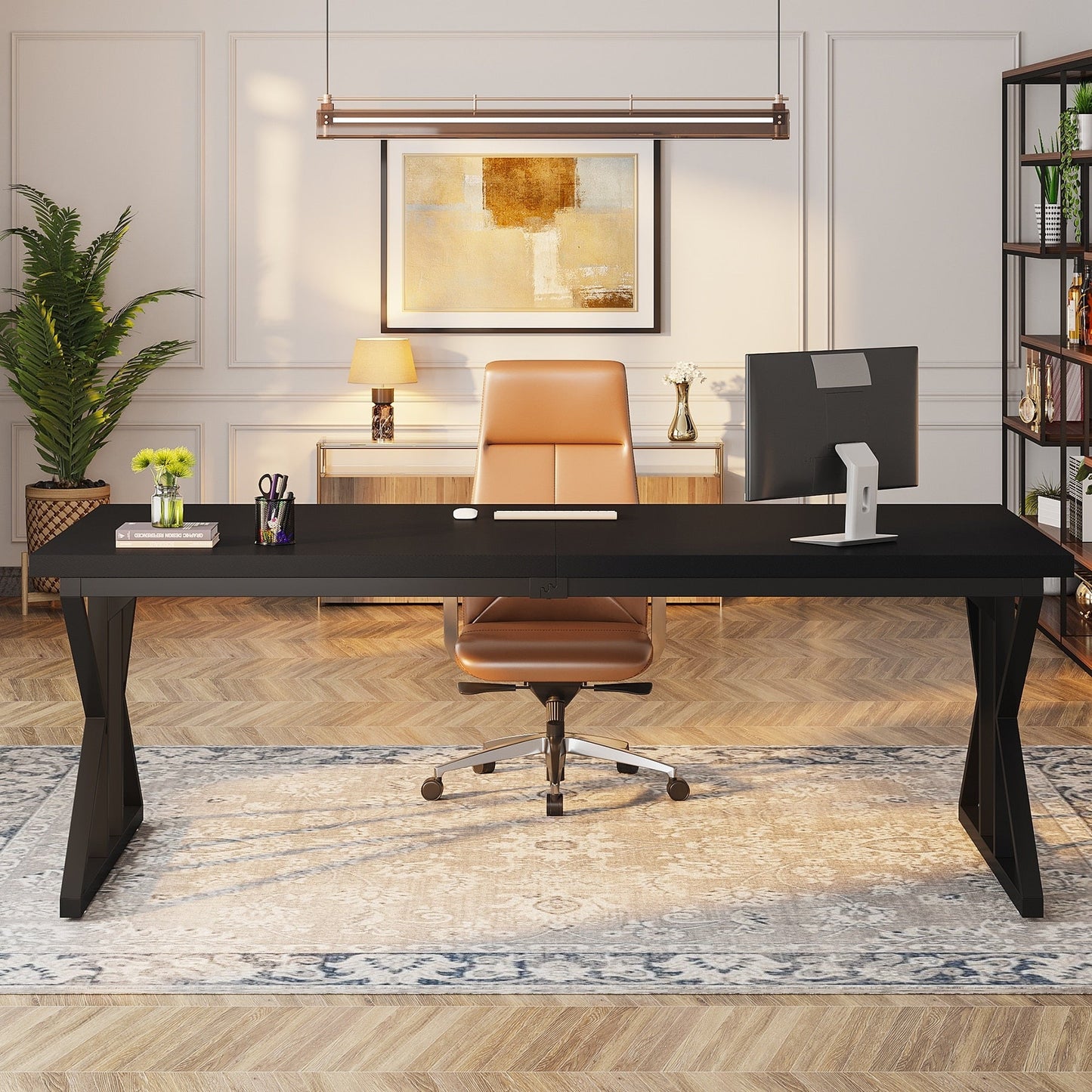 Bureau de direction de 180 cm, grand bureau d'ordinateur, poste de travail.