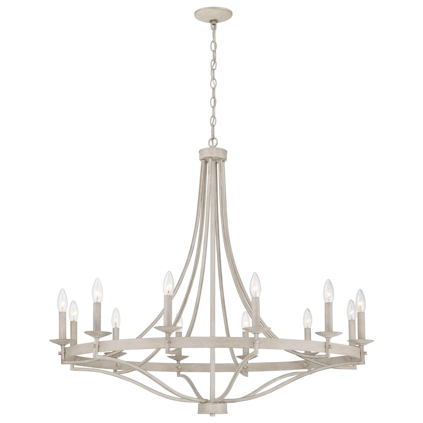 Luminaire à 12 lumières Fidenza, style ferme moderne, en forme de roue de chariot d'empire, avec certification UL - Diamètre 40'' * Hauteur 135''