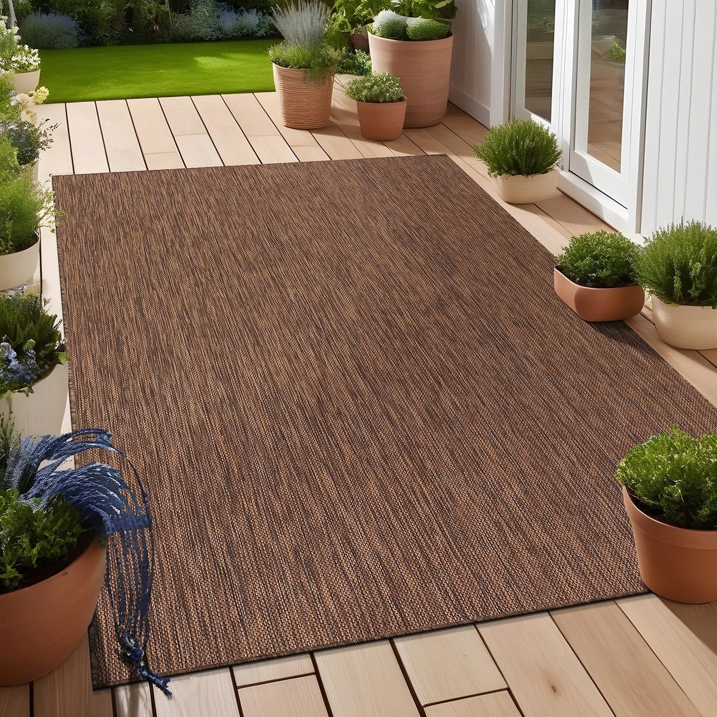 Aloha Washable Solid Indoor Outdoor Area Rug Patio Deck Living Room