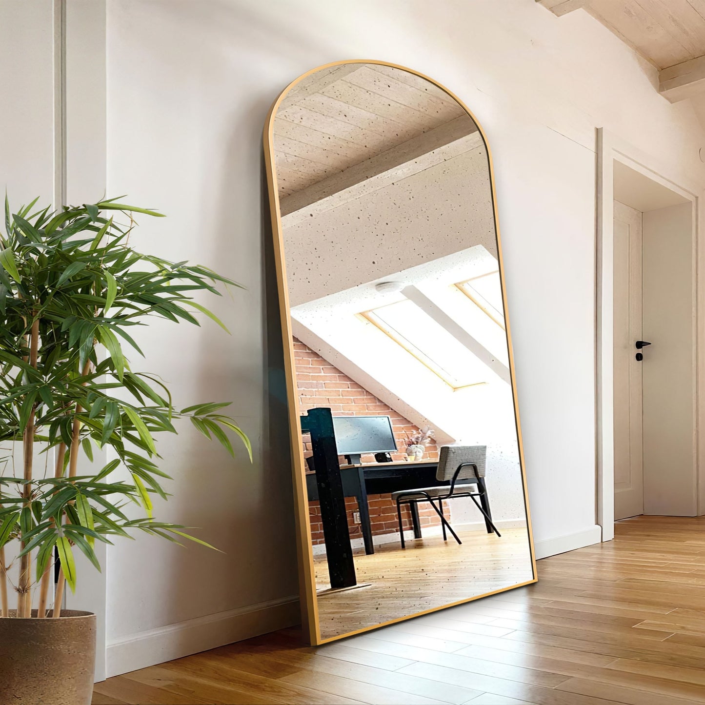 Dovelina Miroir mural à poser, miroir de sol à arche, miroir grand format