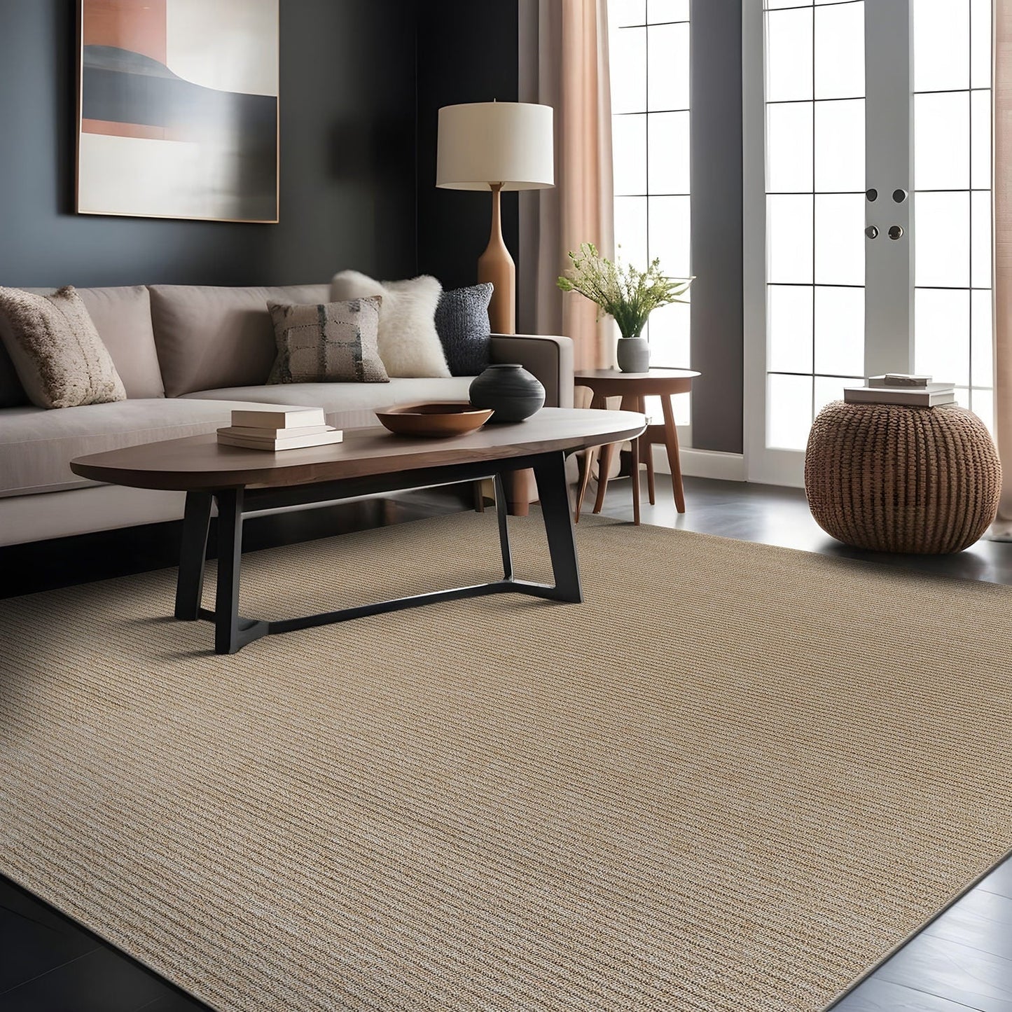 Beverly Rug Solid Color Non-Slip Rubber Back Washable Indoor Area Rug