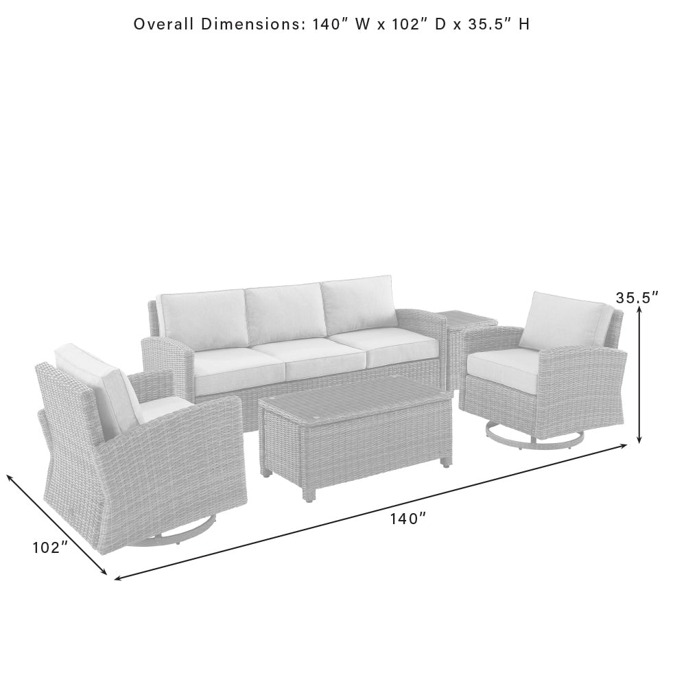 Ensemble canapé et fauteuil basculant pivotant Crosley Bradenton 5 pièces