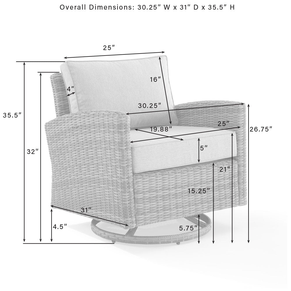 Ensemble canapé et fauteuil basculant pivotant Crosley Bradenton 5 pièces