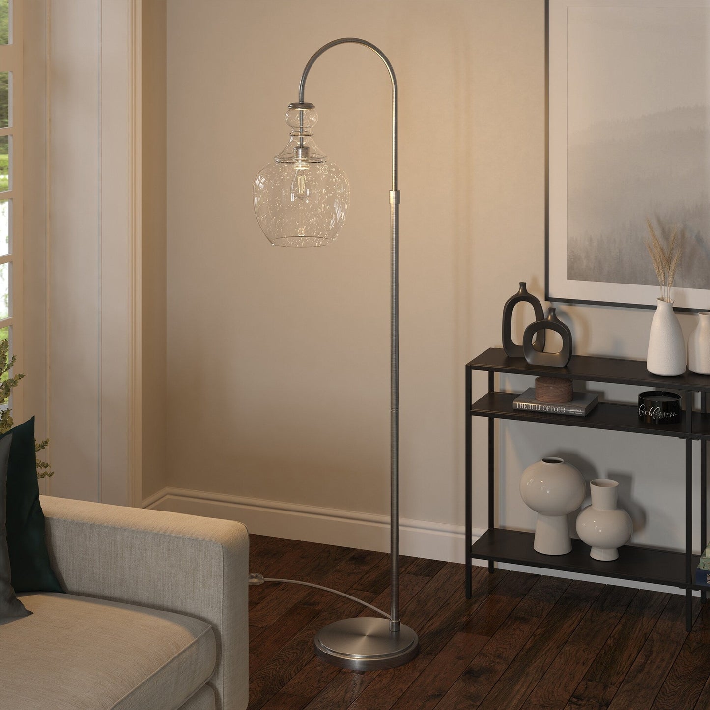 Lampe de sol à arc Verona avec abat-jour en verre