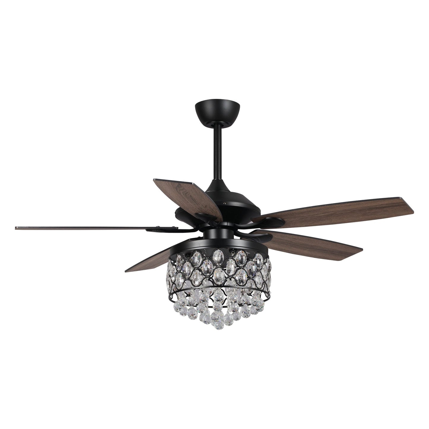 Luminaire à suspension/ventilateur de plafond à 4 lumières en chrome et cristal avec télécommande
