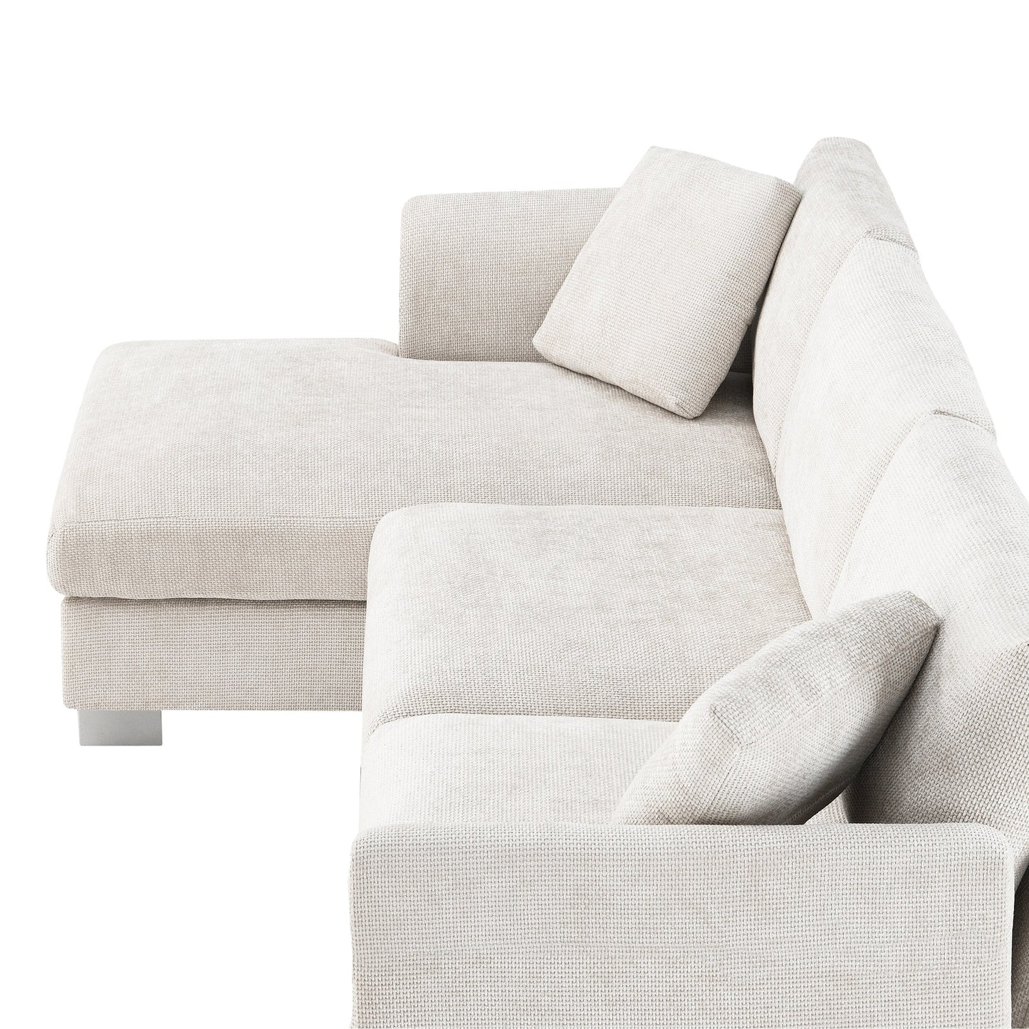 Canapé d'angle Cloud, ensemble de canapé de luxe en forme de L avec 2 coussins gratuits, meuble d'intérieur en chenille 4 places avec chaise longue surdimensionnée