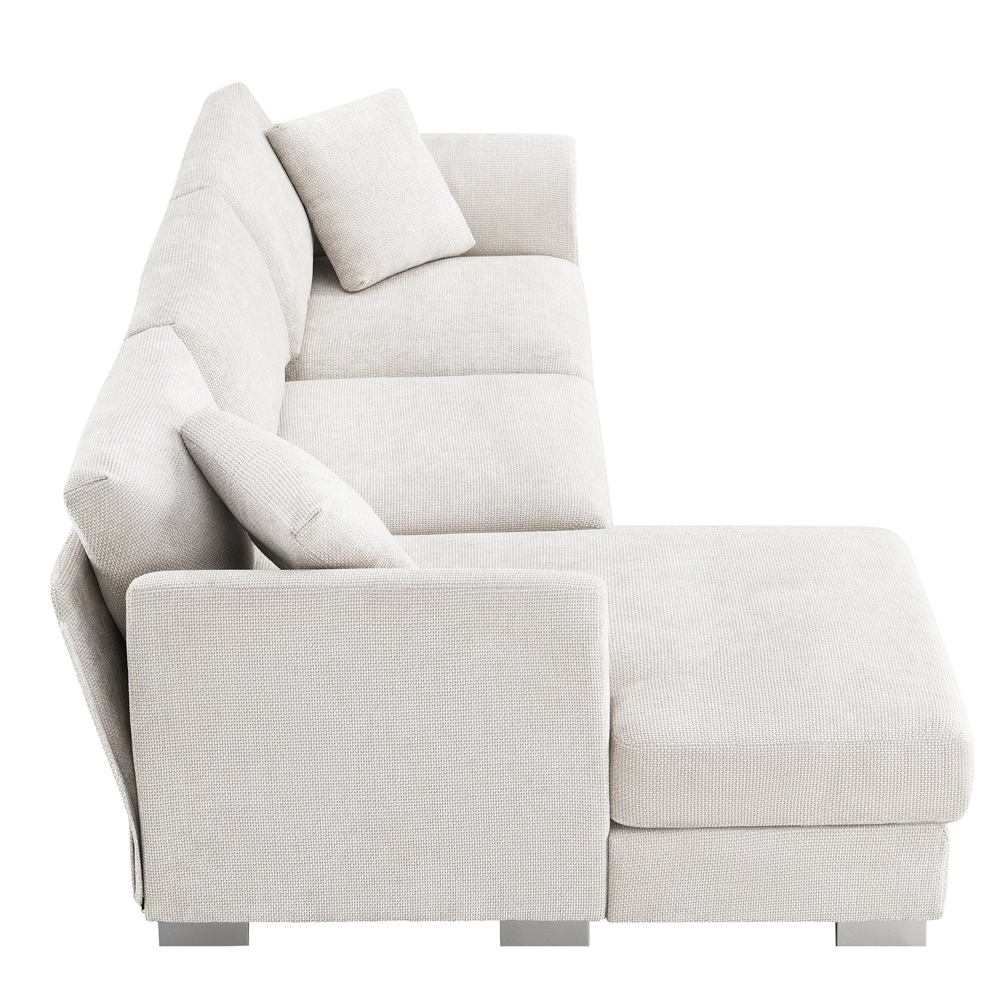 Canapé d'angle Cloud, ensemble de canapé de luxe en forme de L avec 2 coussins gratuits, meuble d'intérieur en chenille 4 places avec chaise longue surdimensionnée