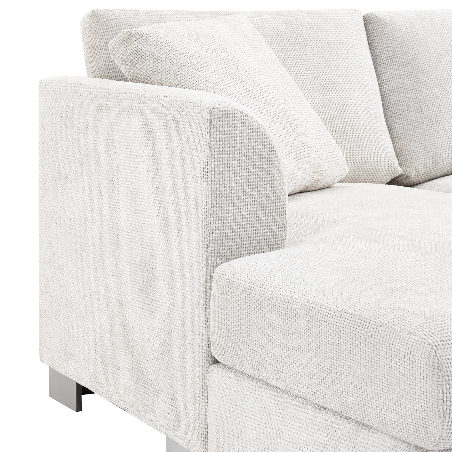 Canapé d'angle Cloud, ensemble de canapé de luxe en forme de L avec 2 coussins gratuits, meuble d'intérieur en chenille 4 places avec chaise longue surdimensionnée