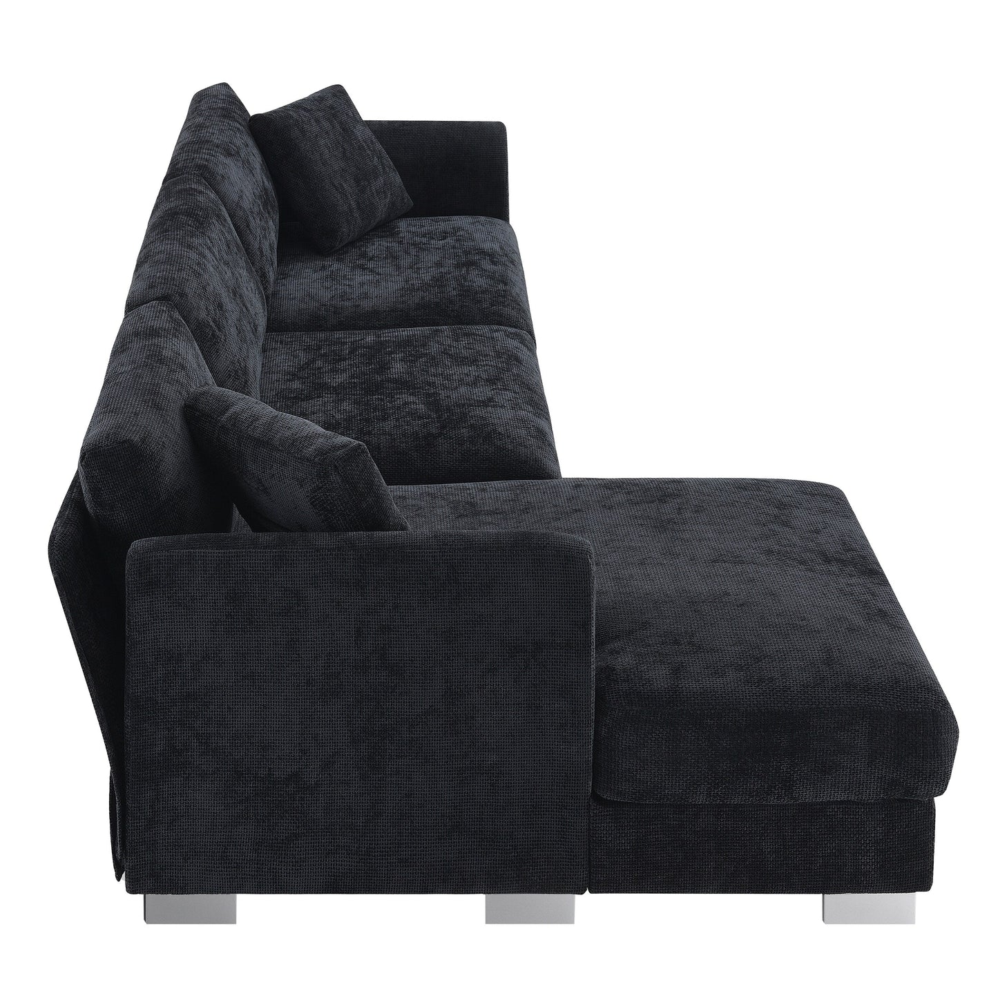Canapé d'angle Cloud, ensemble de canapé de luxe en forme de L avec 2 coussins gratuits, meuble d'intérieur en chenille 4 places avec chaise longue surdimensionnée