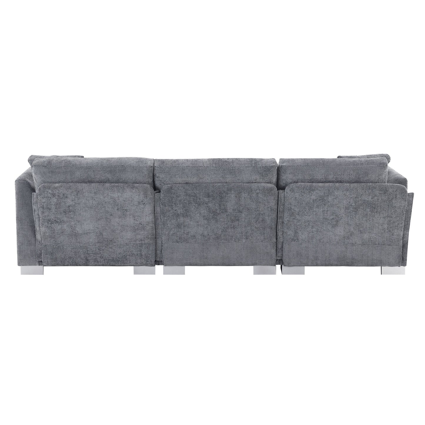 Canapé d'angle Cloud, ensemble de canapé de luxe en forme de L avec 2 coussins gratuits, meuble d'intérieur en chenille 4 places avec chaise longue surdimensionnée