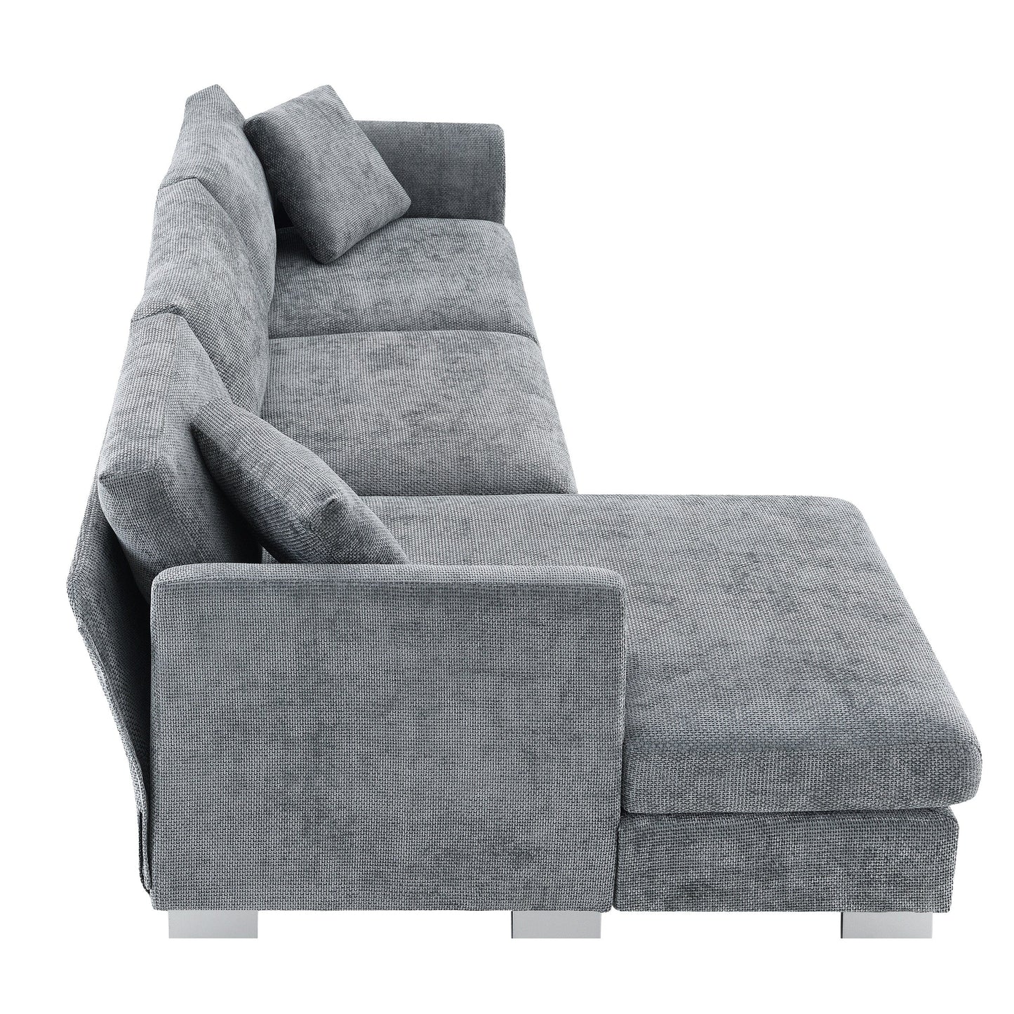 Canapé d'angle Cloud, ensemble de canapé de luxe en forme de L avec 2 coussins gratuits, meuble d'intérieur en chenille 4 places avec chaise longue surdimensionnée